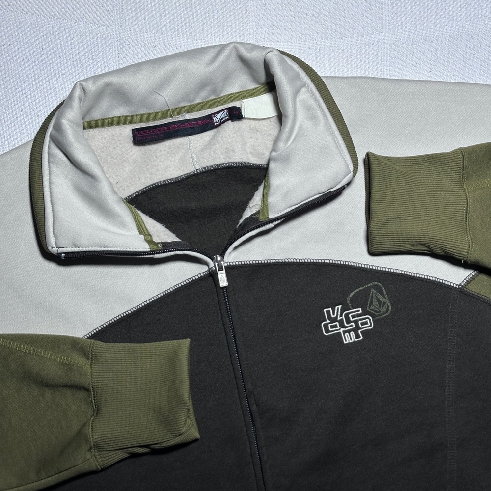 Vintage Y2K Volcom Track Jacket Mens Medium Skater Retro Colorblock Olive Brown